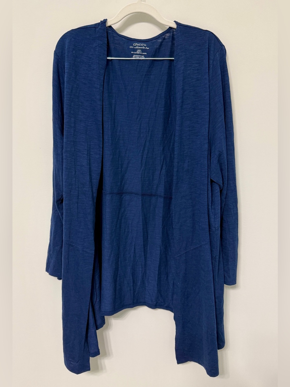 Chico's Open-Front Navy Blue Lightweight Cardigan